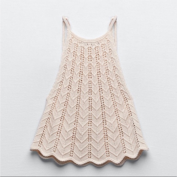 Zara Tops - ZARA OPENWORK KNIT HALTER TOP M